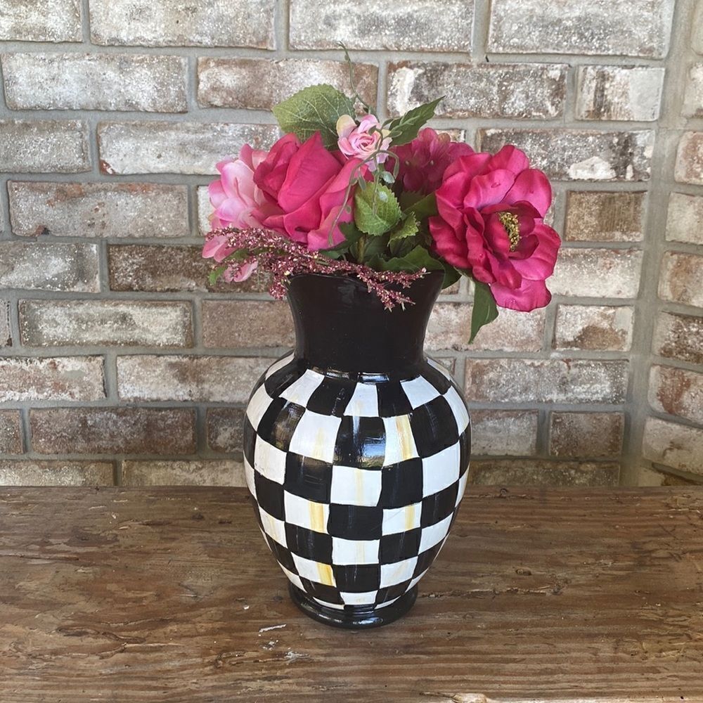 Hand Painted Glass Vase 12” Tall